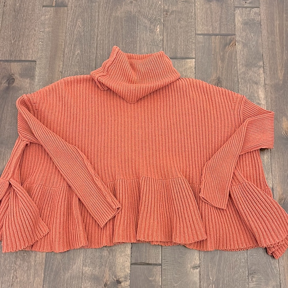 Ruffle, swing, turtleneck sweater